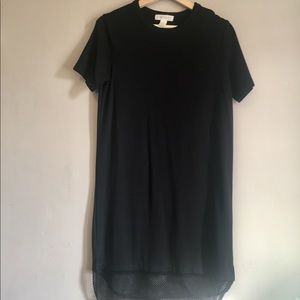 Black Mesh Accent T-Shirt Dress
